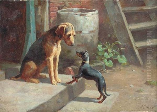 Making Friends Oil Painting by Alfred Duke