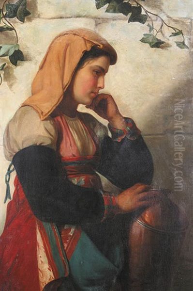 Wloszka Przy Studni Oil Painting by Emilie Dukszynska von Dukszta