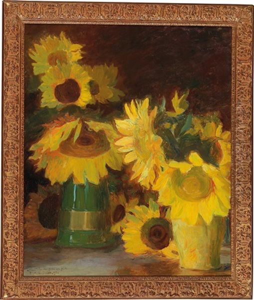 Sunflowers Oil Painting by Charles-Marie Dulac