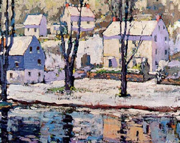 Addington In Snow Oil Painting by John J. Dull