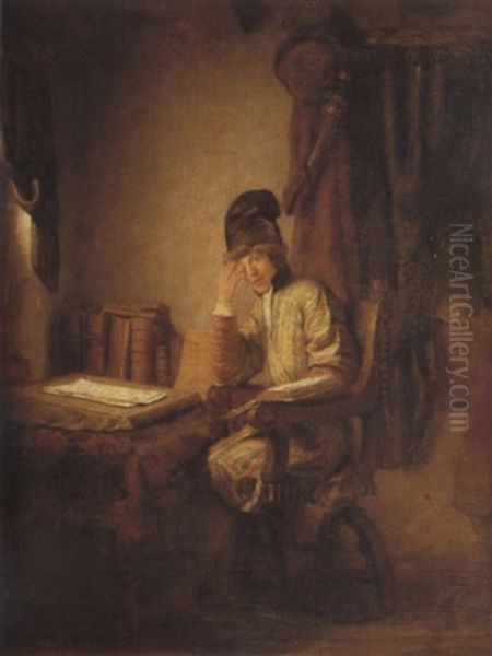 A Young Philosopher In His Study Oil Painting by Heyman Dullaert