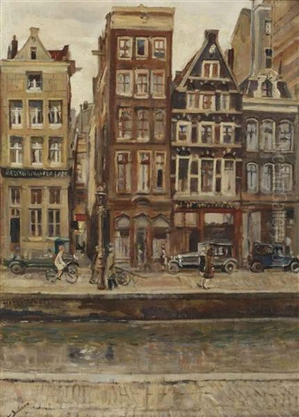 A View Of The Rokin, Amsterdam Oil Painting by Erasmus Bernhard Van Dulmen Krumpelman