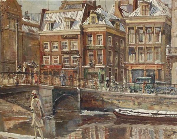 A View Of The Rokin, Amsterdam Oil Painting by Erasmus Bernhard Van Dulmen Krumpelman