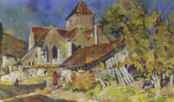 French Church Oil Painting by Erasmus Bernhard Van Dulmen Krumpelman