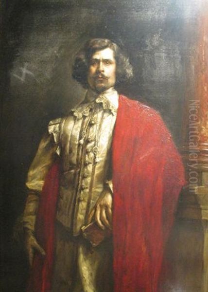 Portrait Of A Man With Red Cape by Hippolyte Francois Duluard