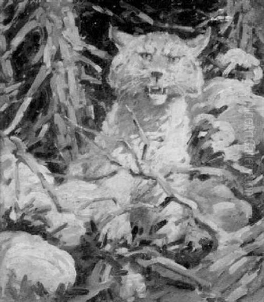 Bobcat Oil Painting by H. Boylston Dummer