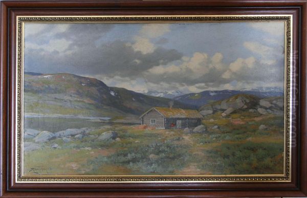 Norskt Fjallmotiv Oil Painting by Reinhard Arnesen