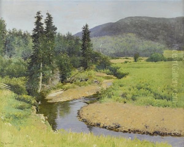 The Brook (a Tributary Of The Margaree River, Nova Scotia) Oil Painting by Frank Vincent Dumond