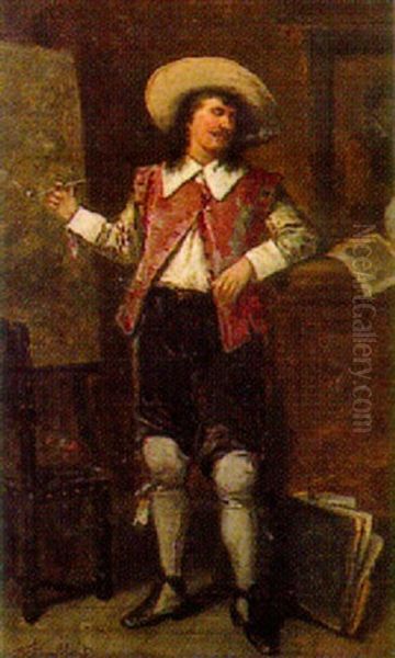 Kavalier In Historischem Gewand Oil Painting by Frank Vincent Dumond