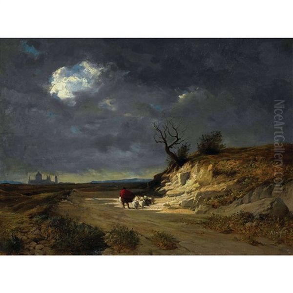 Weite Gewitterlandschaft Oil Painting by Alfred-Paul-Emile-Etienne Dumont