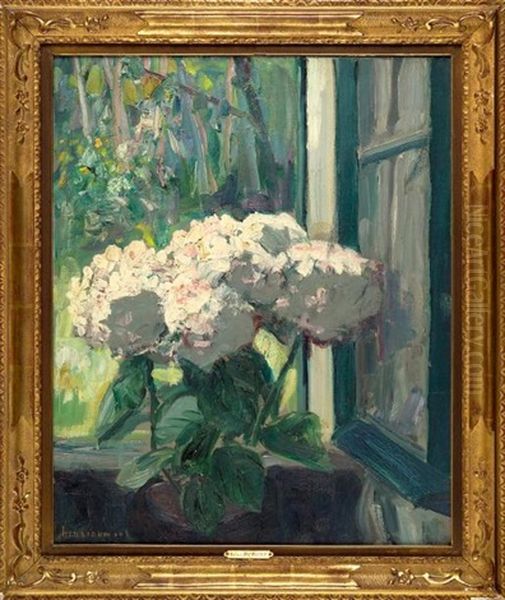 Bouquet D'hortensias Oil Painting by Henri Dumont