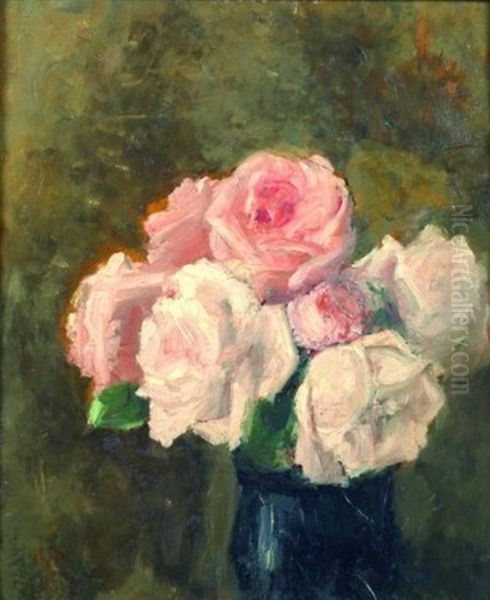 Bouquet De Rose Oil Painting by Henri Dumont