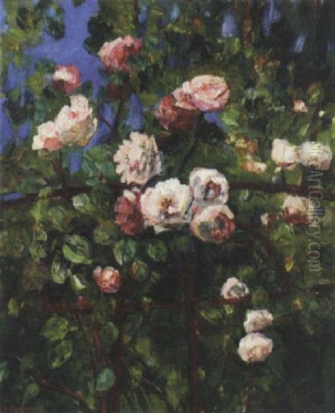 Les Belles Roses Oil Painting by Henri Dumont