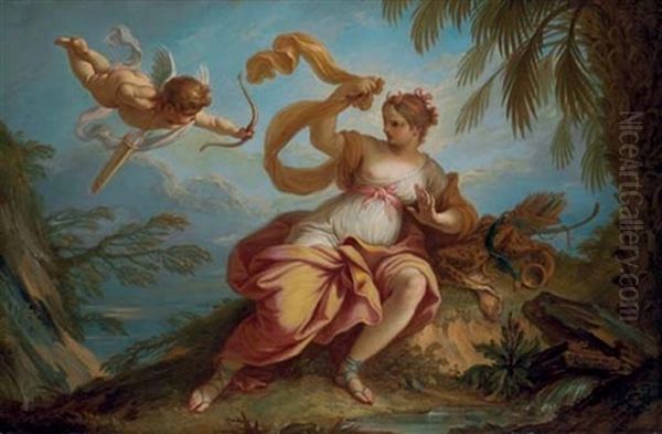 Diana Chased By Cupid Oil Painting by Jean (le Romain) Dumont