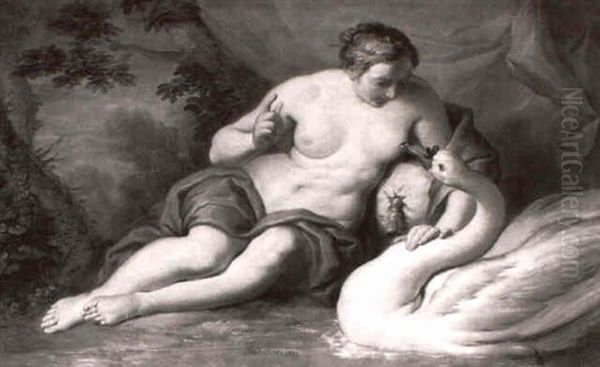 Leda Et Le Cygne Oil Painting by Jean (le Romain) Dumont