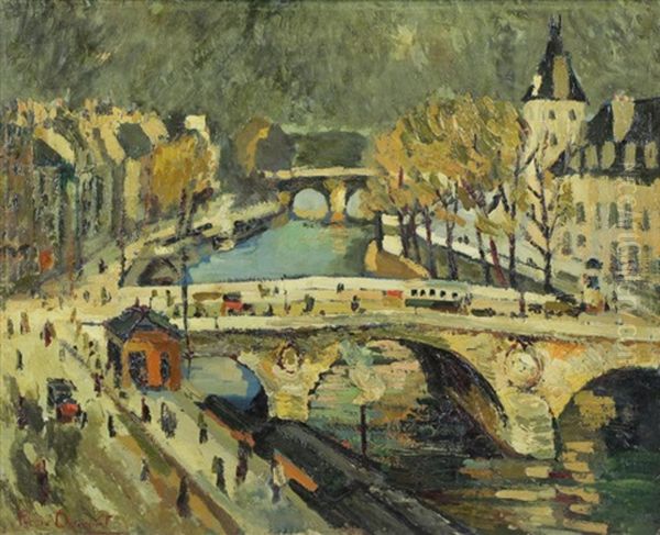 View Of The Seine Oil Painting by Pierre Dumont