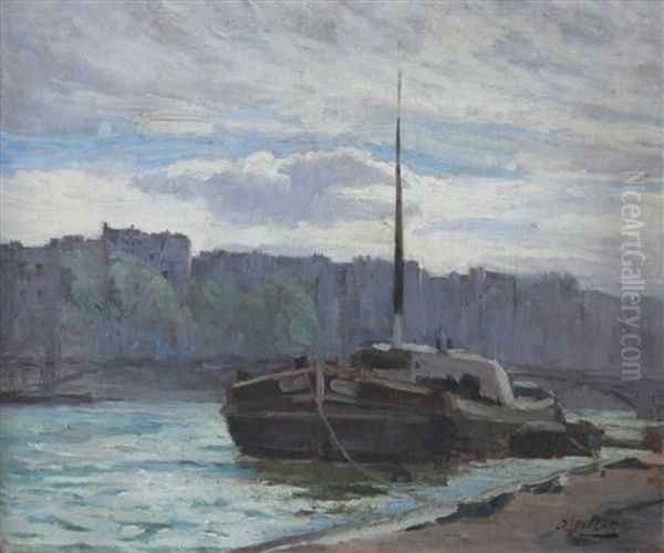 Peniche Sur La Seine Oil Painting by Pierre Dumont