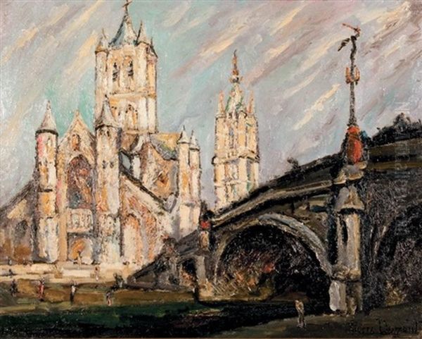 L'eglise Pres Du Pont Oil Painting by Pierre Dumont