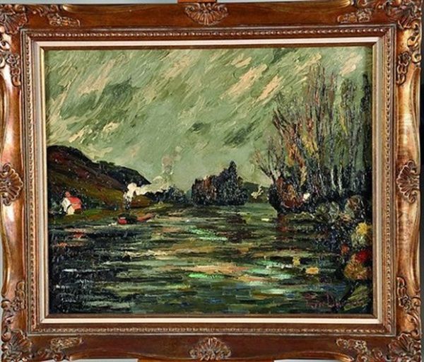 Bateau Sur La Seine Oil Painting by Pierre Dumont