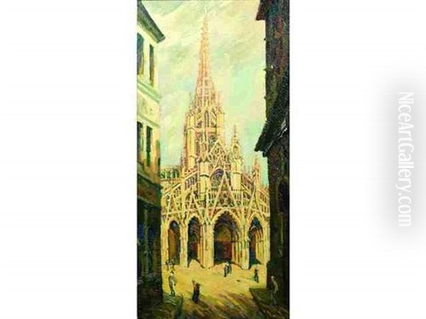 Eglise Saint-maclou Facade Ouest, Rouen Oil Painting by Pierre Dumont