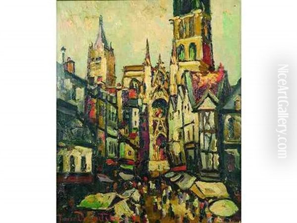 Rouen, Un Jour De Marche Oil Painting by Pierre Dumont