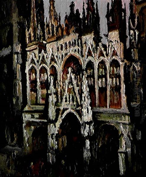 Basilique Saint Maclou A Rouen Oil Painting by Pierre Dumont