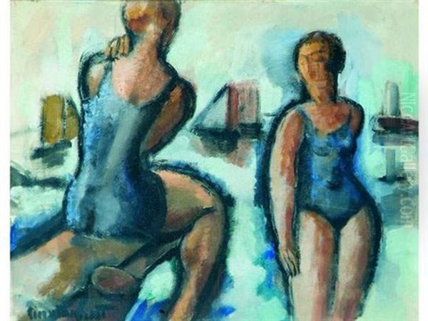 Les Baigneuses Oil Painting by Pierre Dumont