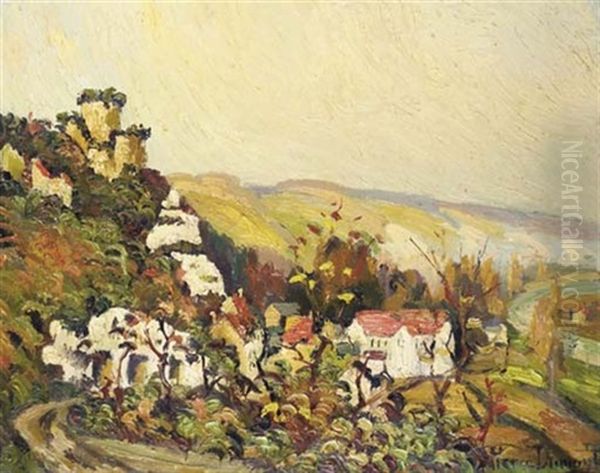 Village Pres D'une Riviere Sur Les Hauteurs Oil Painting by Pierre Dumont