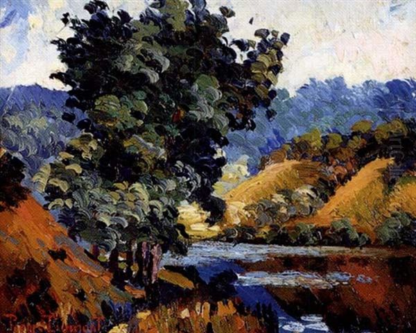 Les Grands Arbres Au Bord De La Riviere Oil Painting by Pierre Dumont