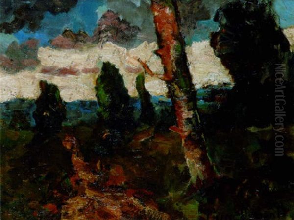 Paysage Aux Grands Arbres Oil Painting by Pierre Dumont