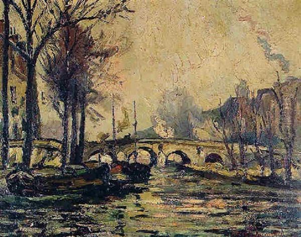 Pont A Paris Oil Painting by Pierre Dumont