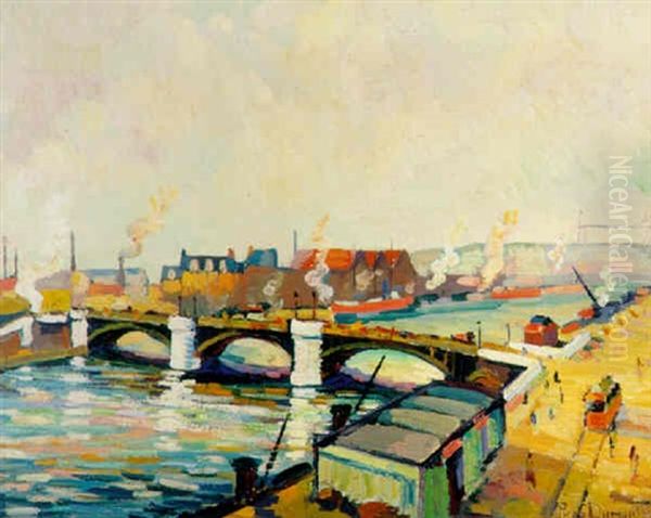 Vue Du Pont Boeldieu A Rouen Oil Painting by Pierre Dumont