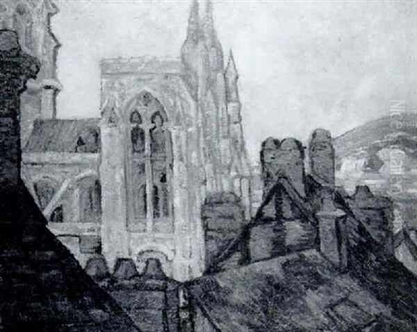 La Cathedral De Rouen Oil Painting by Pierre Dumont