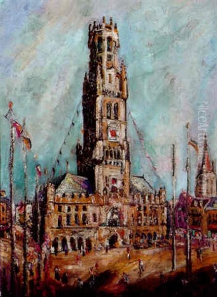 Le Beffroi De Bruges Oil Painting by Pierre Dumont