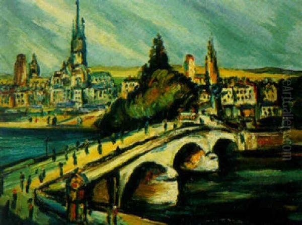 Le Pont Corneille A Rouen Oil Painting by Pierre Dumont