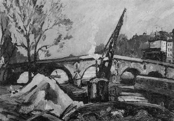 Seineufer Mit Brucke Oil Painting by Pierre Dumont