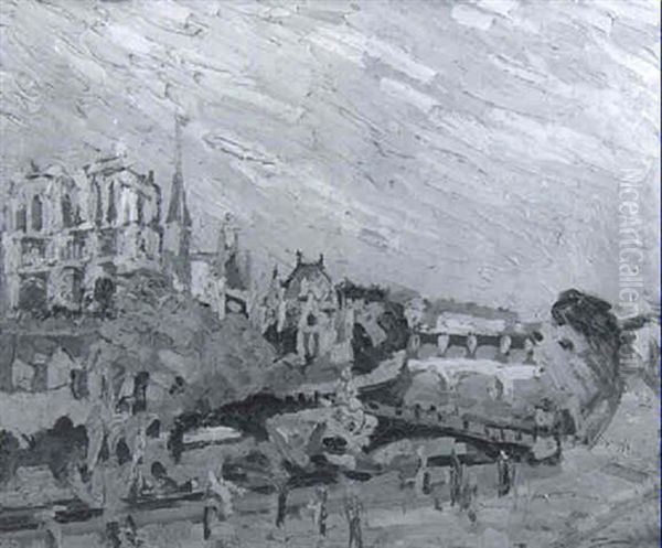 Notre-dame Vue Des Quais Oil Painting by Pierre Dumont