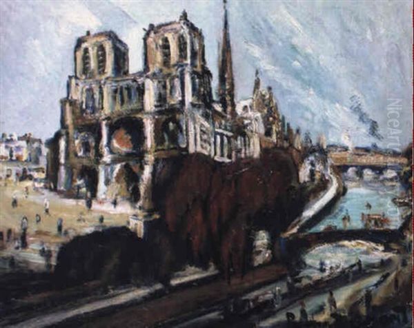 Notre-dame De Paris Oil Painting by Pierre Dumont