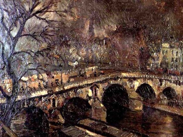 Le Pont Neuf, Paris Oil Painting by Pierre Dumont