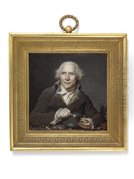 Pierre Simon Benjamin Duvivier (1730-1819), Engraver, Making A Medallion Oil Painting by Francois Dumont