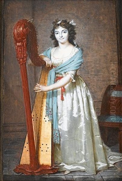 A Pair Of Full-length Portraits Of Augustin-louis Taillandier And Sophie Taillandier (nee Philbert) Oil Painting by Francois Dumont