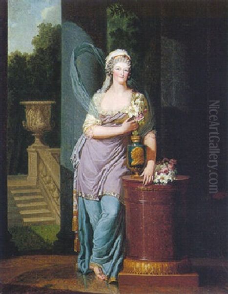 Portrait Fo Marie-antoinette, Queen Of France Oil Painting by Francois Dumont