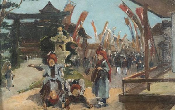 Cortege A Kyoto Oil Painting by Louis-Jules Dumoulin