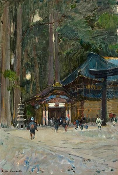 Entrance To Nikko Temple Oil Painting by Louis-Jules Dumoulin