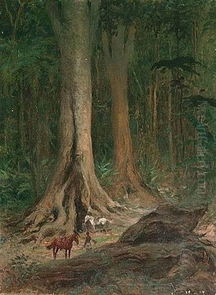 La Halte En Foret Oil Painting by Louis-Jules Dumoulin