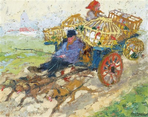 Going To The Market Oil Painting by Romeo Dumoulin