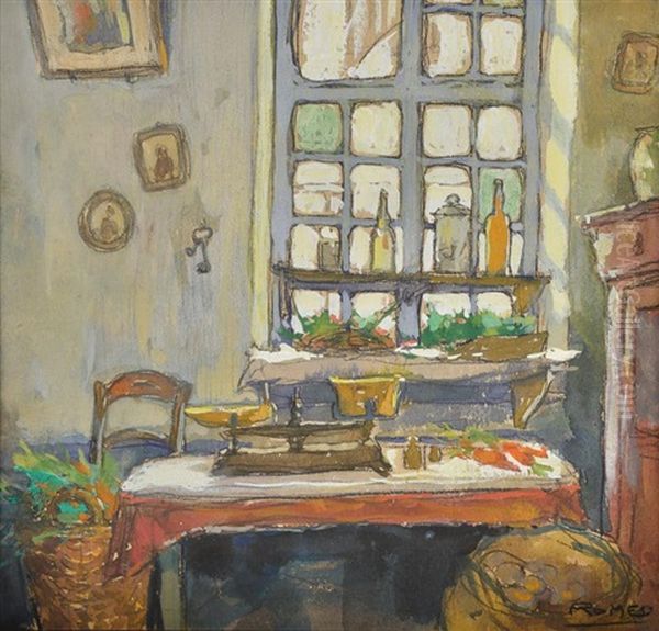 Interieur De Cuisine Oil Painting by Romeo Dumoulin