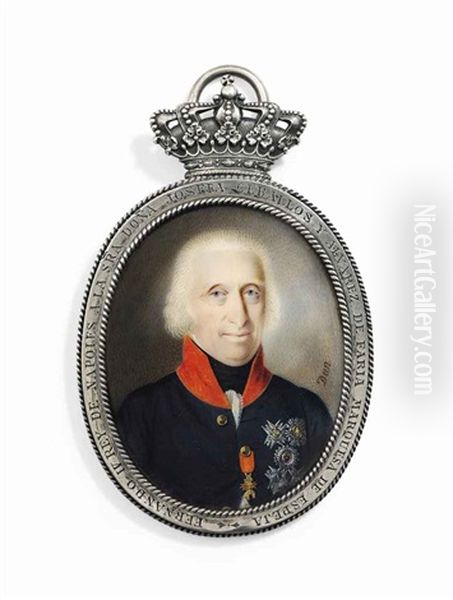 Ferdinand Iv (1751-1825), King Of Naples And The Two-sicilies, In Blue Coat With Red Collar, Wearing The Breast-star Of The Royal Neapolitan Order Of St. Januarius Oil Painting by Nicolas-Francois Dun