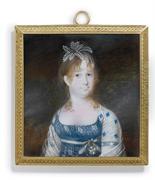 Infanta Maria Isabella Of Spain In White-embroidered Blue Dress Oil Painting by Nicolas-Francois Dun