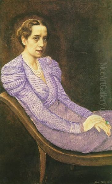 Elsa Schiaparelli Oil Painting by Jean Dunand